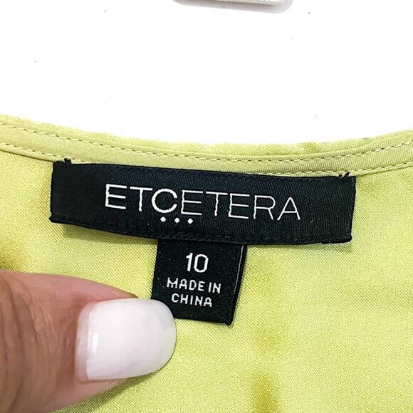 Anthropologie Etcetera Silk Womens Shirt Size 10 Green Lace Up Office Work - Picture 5 of 8